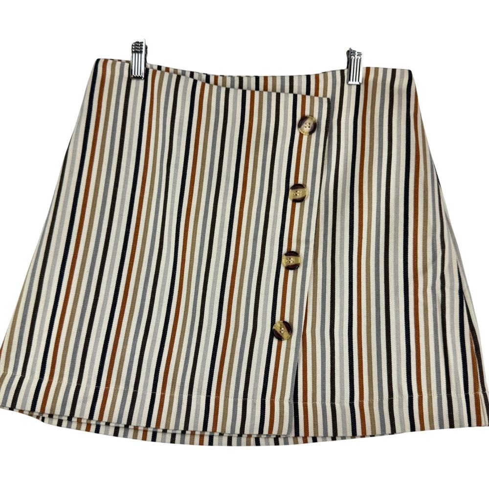 Altar'd State Womens Striped Button Front‎ Mini Skirt Multicolor S73173-02 Large